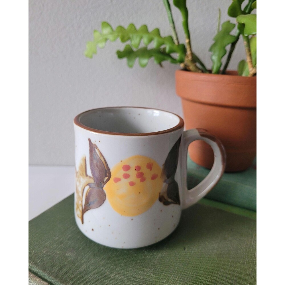Vintage Otagiri Style Floral Speckled Stoneware Coffee Cup Mug Floral